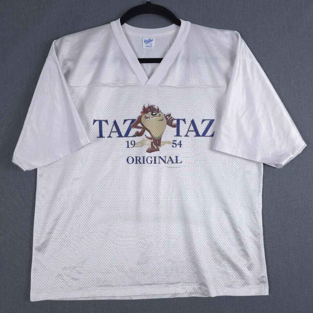 Vintage Taz Devil Football Jersey Mens Large White Mesh 1995 Velva Sheen USA